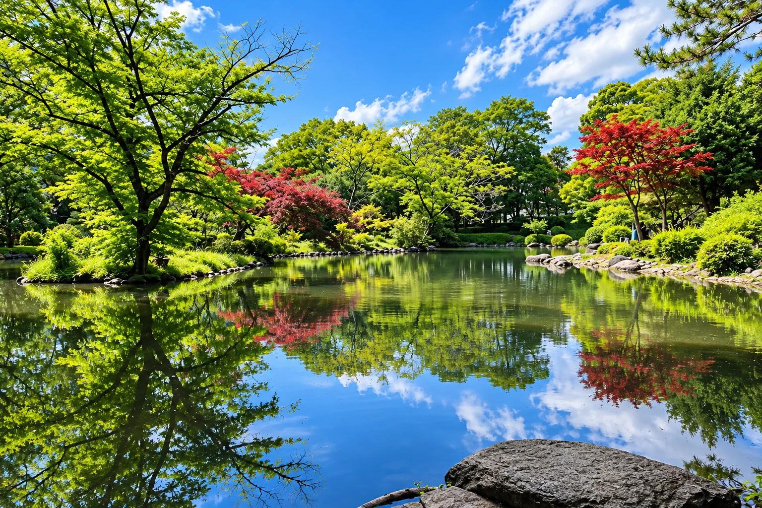 有栖川宮記念公園の池と緑